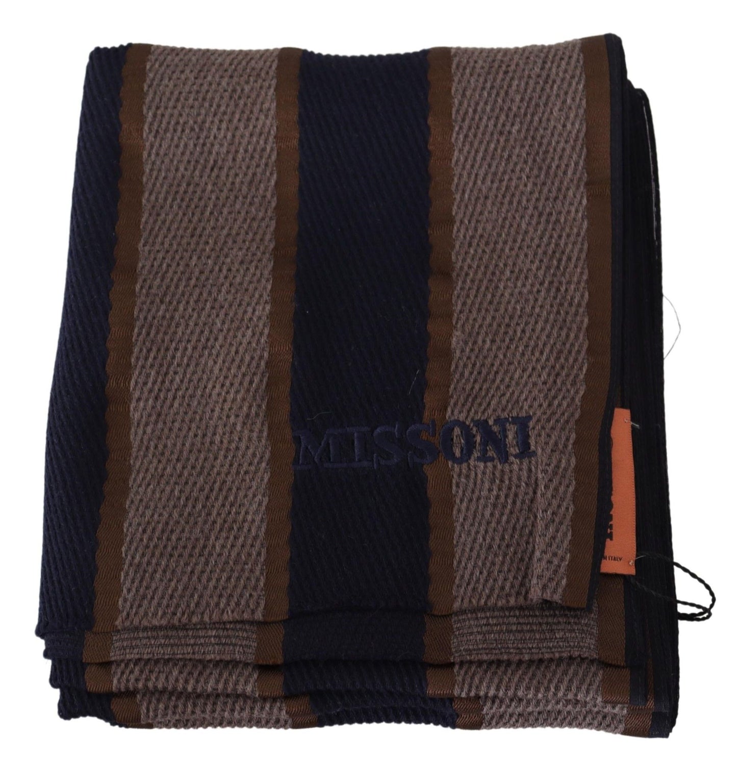 Missoni Brown Wool Striped Unisex Neck Wrap Shawl Scarf