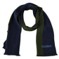 Missoni Green Striped Wool Unisex Neck Wrap Shawl Blue