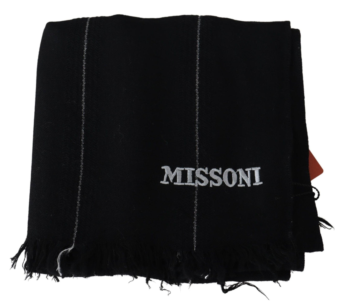 Missoni Black 100% Wool Unisex Neck Wrap Shawl Fringes Scarf