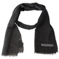 Missoni Gray Wool Unisex Neck Wrap Shawl Fringes Logo Scarf