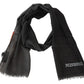 Missoni Black Wool Unisex Neck Wrap Shawl Fringes Logo Scarf