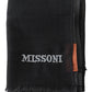 Missoni Black Wool Unisex Neck Wrap Shawl Fringes Logo Scarf