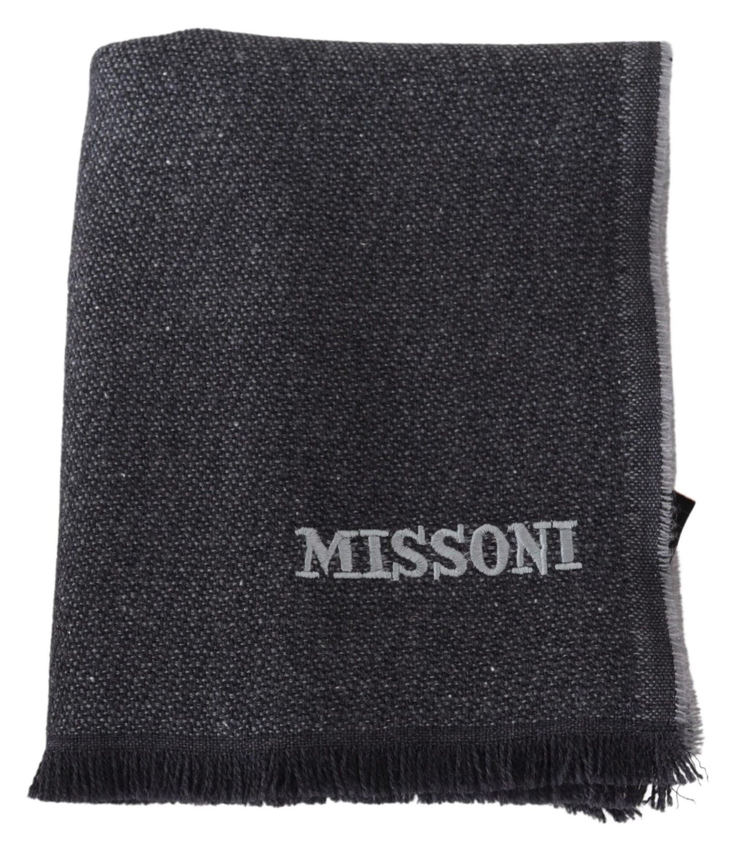 Missoni Black Wool Knit Unisex Neck Wrap Shawl Scarf