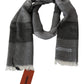 Missoni Gray Striped Wool Unisex Neck Wrap Fringes Scarf