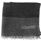 Missoni Gray Striped Wool Unisex Neck Wrap Fringes Scarf