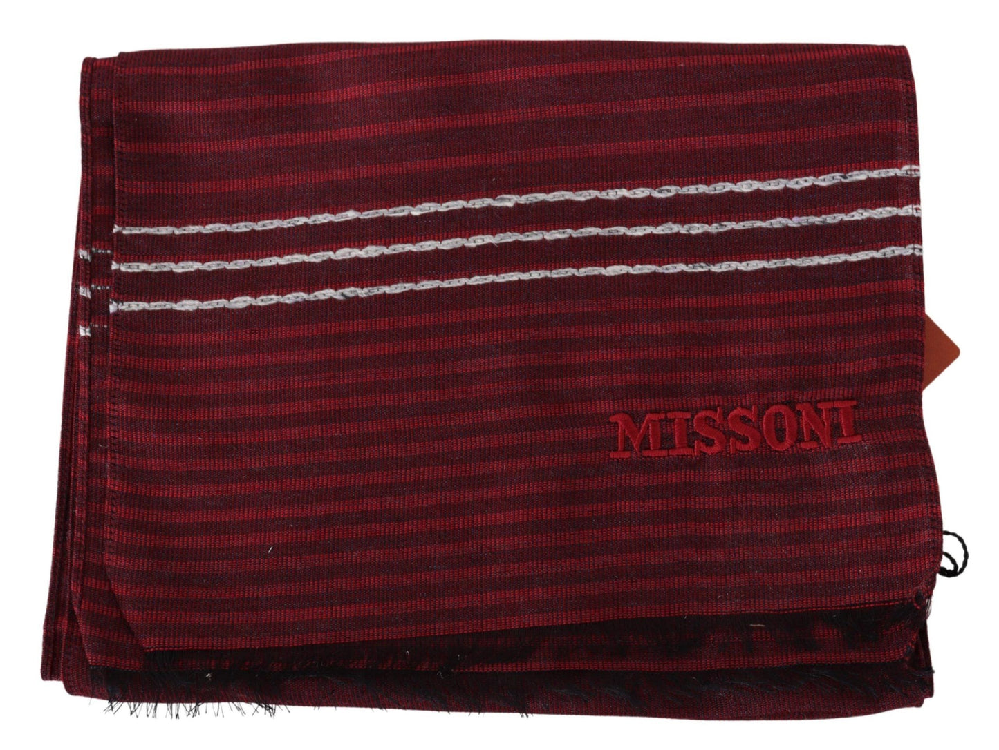 Missoni Red Striped Wool Blend Unisex Neck Wrap Red