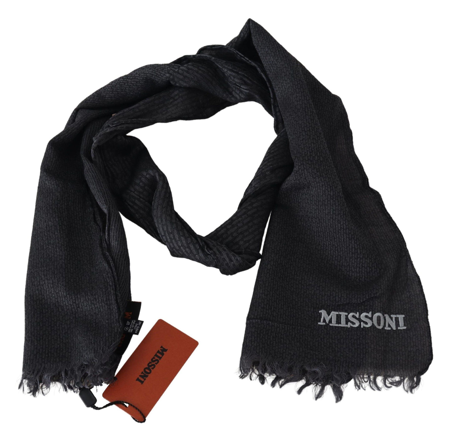 Missoni Black Wool Knit Unisex Neck Wrap Scarf