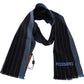 Missoni Black Blue Striped Wool Unisex Wrap scarf