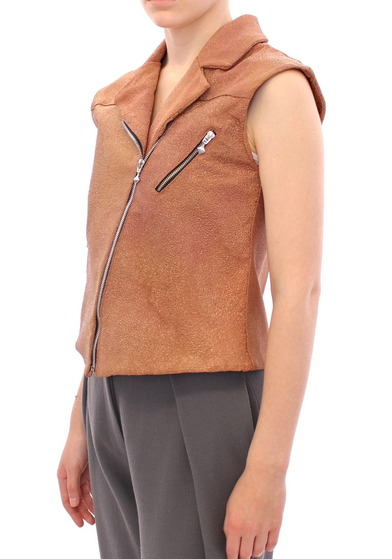 La Maison du Couturier Brown Leather Jacket Vest