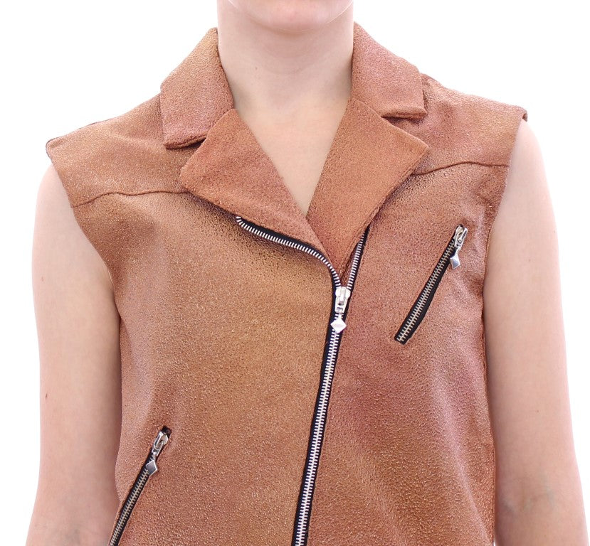 La Maison du Couturier Brown Leather Jacket Vest