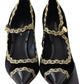 Dolce & Gabbana Black Velvet Gold Mary Janes Pumps