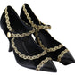 Dolce & Gabbana Black Velvet Gold Mary Janes Pumps