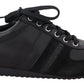 Dolce & Gabbana Black Logo Leather Casual Sneakers Shoes