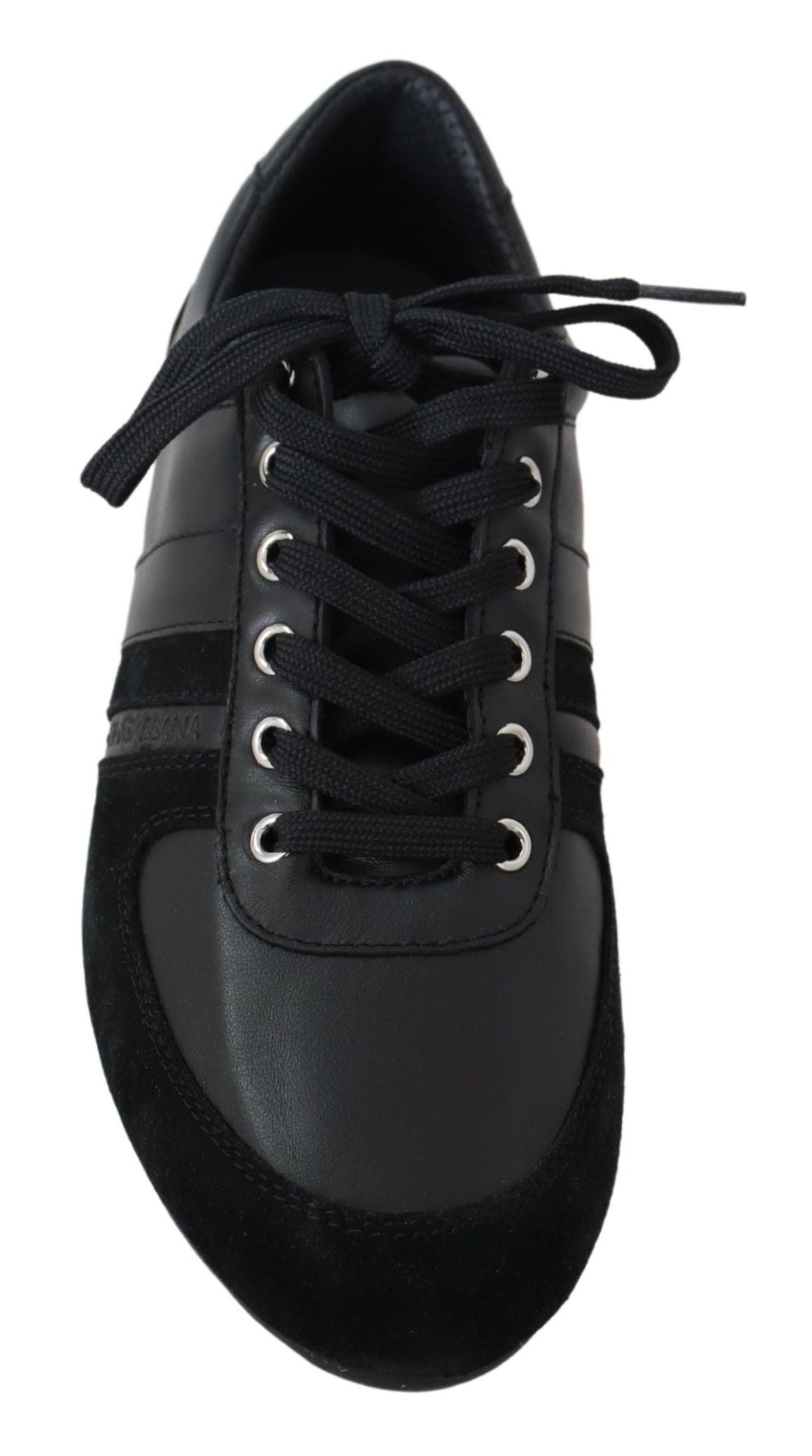 Dolce & Gabbana Black Logo Leather Casual Sneakers Shoes