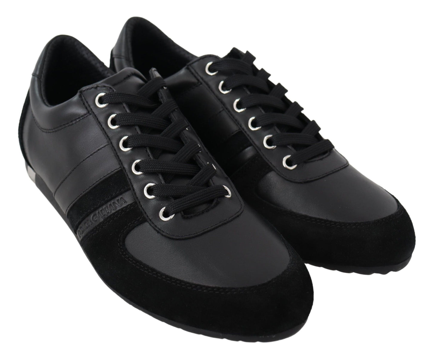 Dolce & Gabbana Black Logo Leather Casual Sneakers Shoes