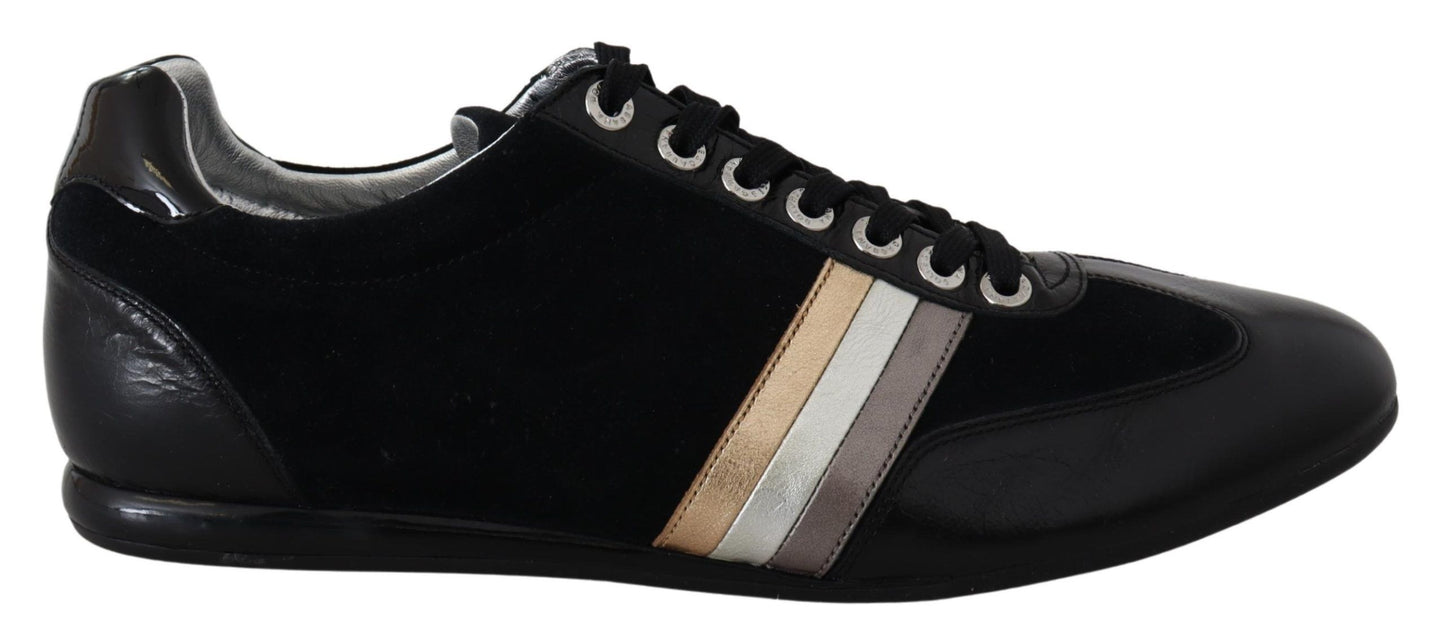 Dolce & Gabbana Black Logo Leather Casual Mens Scarpe Sneakers