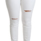 Dolce & Gabbana White Tattered Skinny Denim Cotton Stretch Jeans