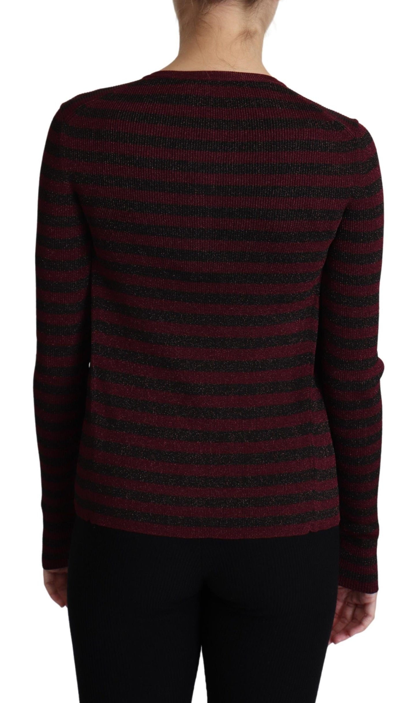 Dolce & Gabbana Black Red Striped Viscose Cardigan Sweater