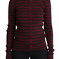 Dolce & Gabbana Black Red Striped Viscose Cardigan Sweater