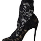 Dolce & Gabbana Black Lace Taormina High Heel Boots Shoes