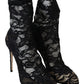 Dolce & Gabbana Black Lace Taormina High Heel Boots Shoes