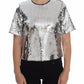 Dolce & Gabbana Silver Sequined Crewneck Top