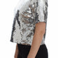 Dolce & Gabbana Silver Sequined Crewneck Top