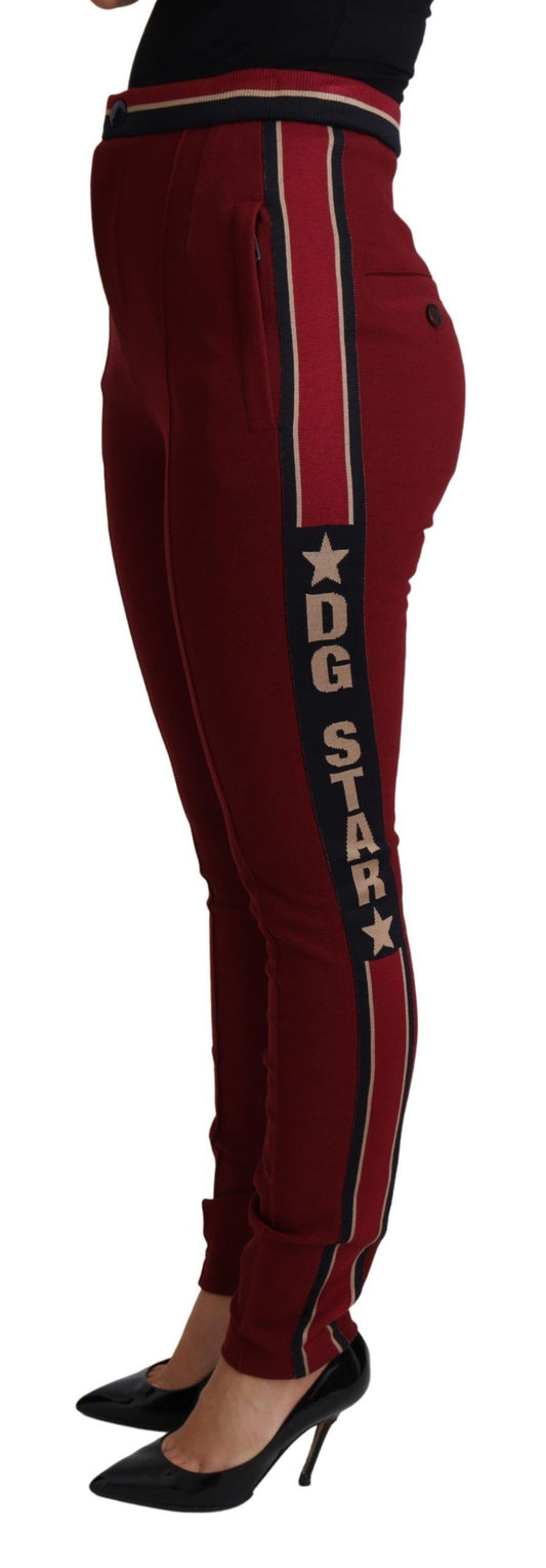 Dolce & Gabbana Red DG Star Striped Skinny Cotton Pant