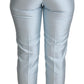 Dolce & Gabbana Light Blue Silk Cropped Tapered Trouser Pants