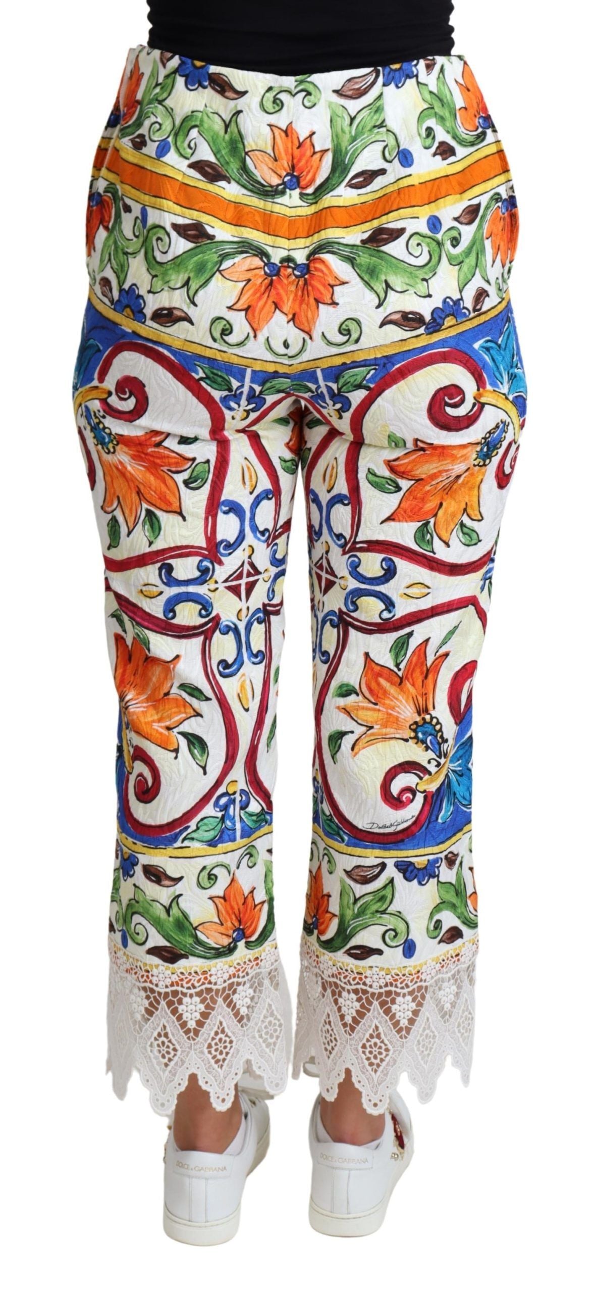 Dolce & Gabbana Multicolor Majolica Print Trouser  Cotton Pants