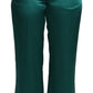 Dolce & Gabbana Green High Waist Pajama Trouser Silk Pant