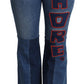 Dolce & Gabbana Blue Amore Patch Boot Cut Cotton Stretch Pant