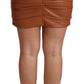 Dolce & Gabbana Brown Lambskin High Waist Mini Pleated Skirt