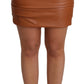 Dolce & Gabbana Brown Lambskin High Waist Mini Pleated Skirt