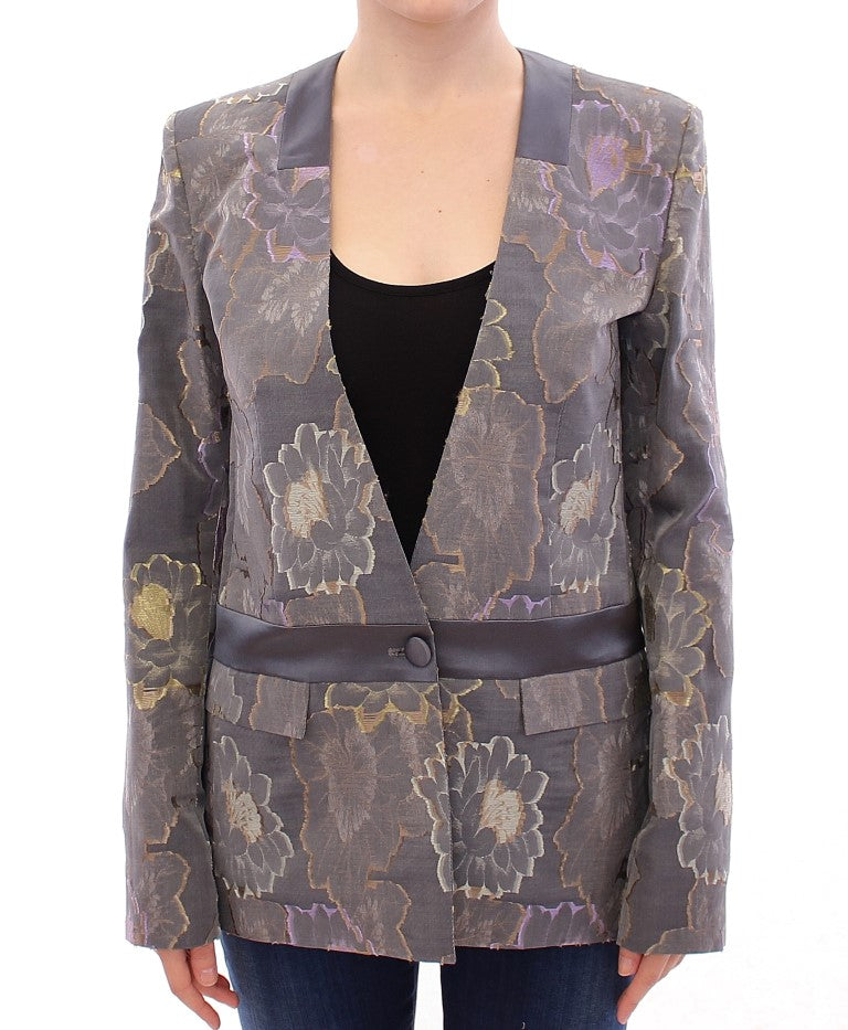 Roberto Fragata Multicolor Silk Floral Cotton Blazer