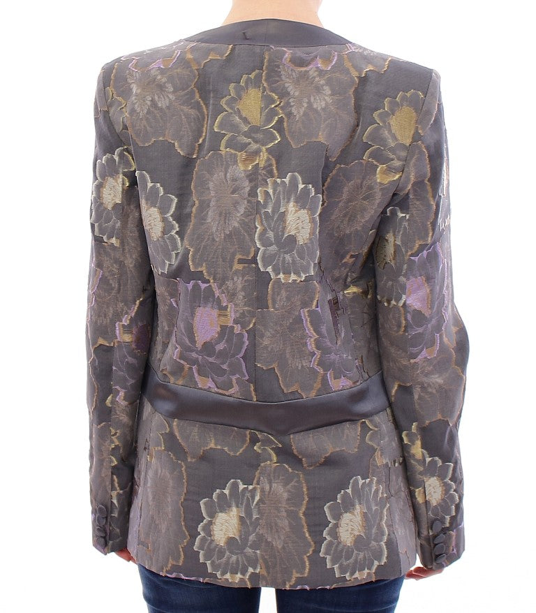 Roberto Fragata Multicolor Silk Floral Cotton Blazer