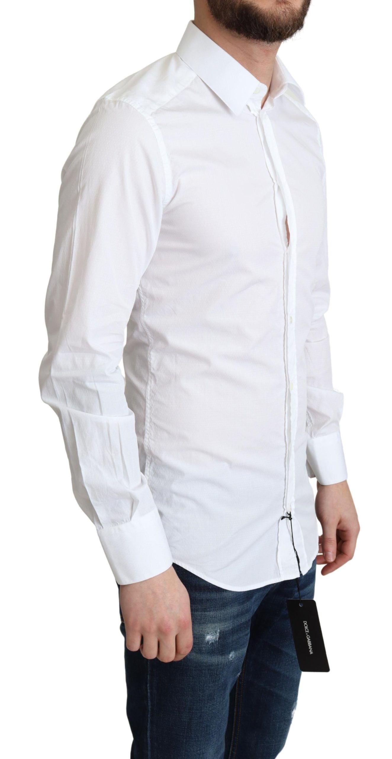 Dolce & Gabbana White Cotton Long Sleeves Men Formal Shirt