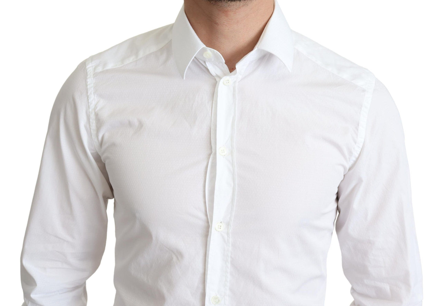 Dolce & Gabbana White Cotton Long Sleeves Men Formal Shirt