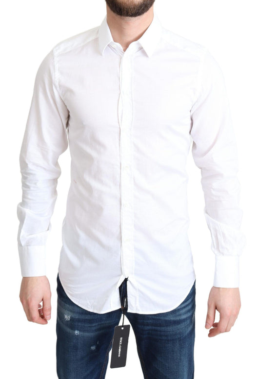 Dolce & Gabbana White Cotton Long Sleeves Formal Shirt