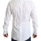 Dolce & Gabbana White Bib Cotton Poplin Men Formal Shirt