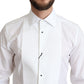 Dolce & Gabbana White Bib Cotton Poplin Men Formal Shirt