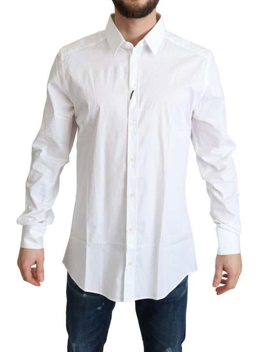 Dolce & Gabbana White Cotton Stretch Men Dress Formal Shirt