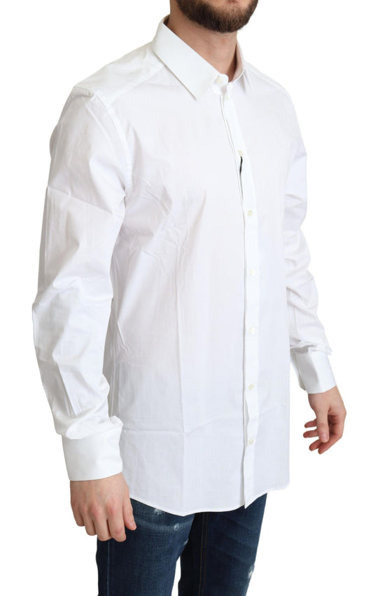 Dolce & Gabbana White Cotton Stretch Men Dress Formal Shirt