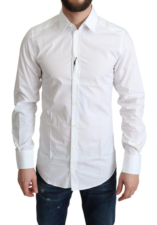 Dolce & Gabbana White Pure Cotton Men Dress Formal Shirt