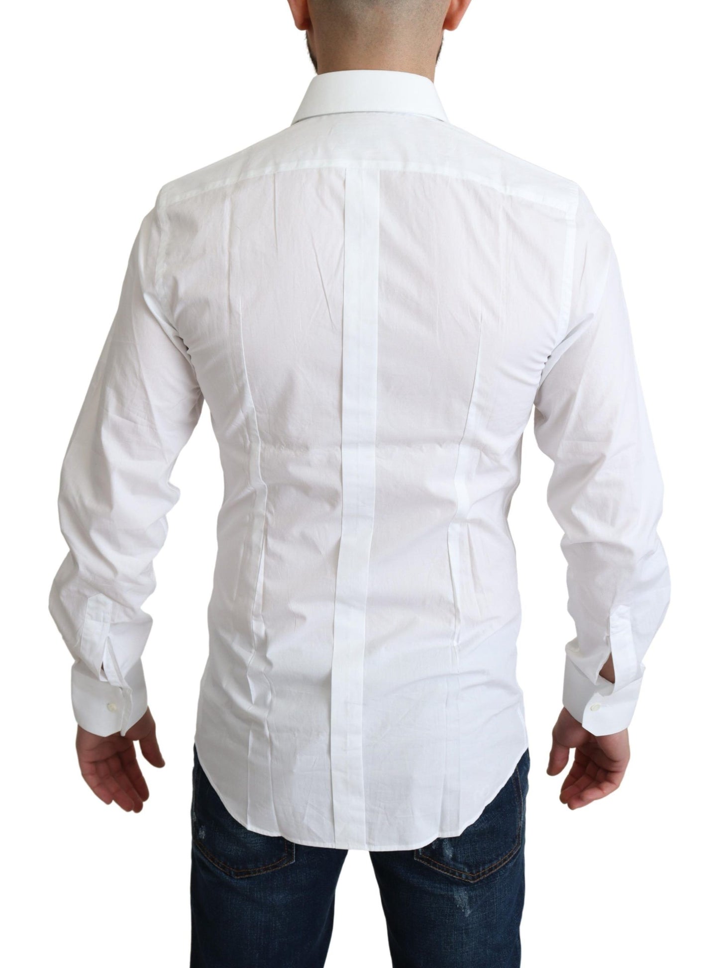 Dolce & Gabbana White Pure Cotton Men Dress Formal Shirt