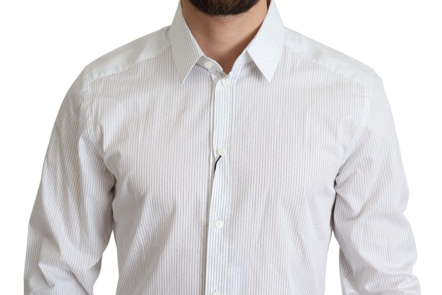 Dolce & Gabbana White Stripes Cotton Formal Dress Shirt