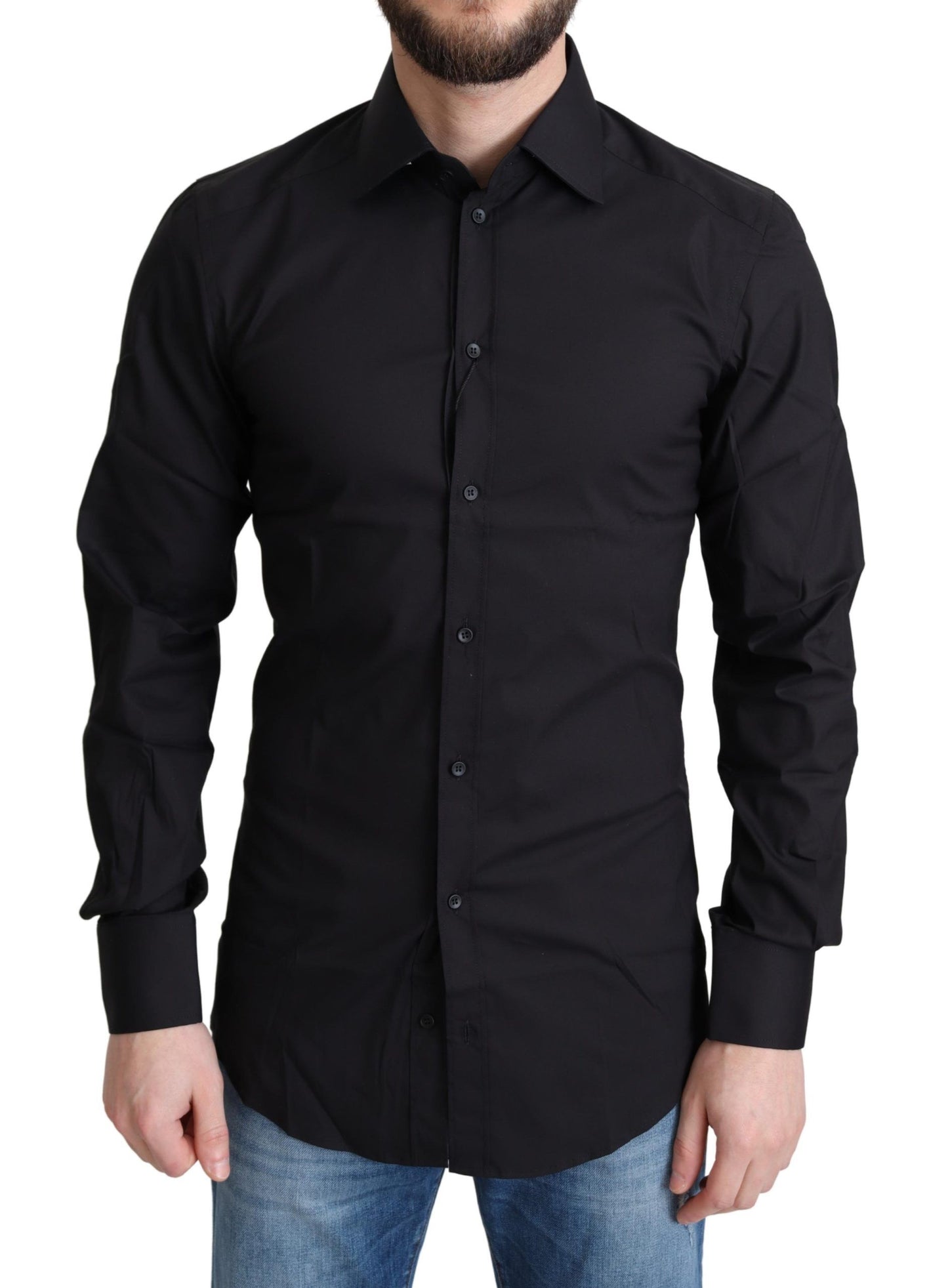 Dolce & Gabbana GOLD Black Slim Fit Button Shirt