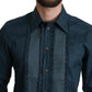 Dolce & Gabbana Blue Placket Cotton Dress Formal Shirt