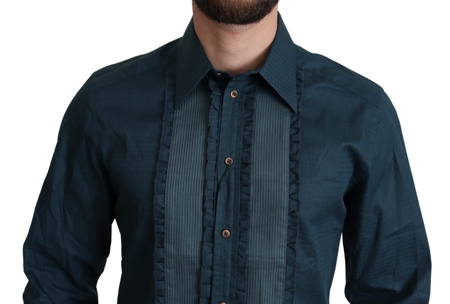 Dolce & Gabbana Blue Placket Cotton Dress Formal Shirt