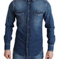 Dolce & Gabbana Blue Cotton Stretch Long Sleeves Denim Shirt